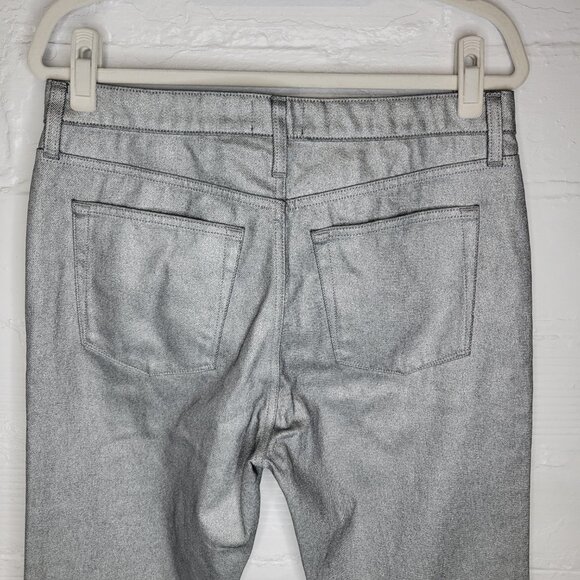 J. Crew Women's Size 29 Jeans Silver Sparkle Mid Rise Slouchy Straight - Picture 4 of 8